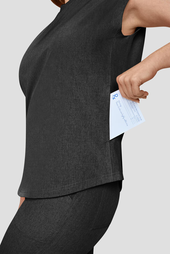 koi Basics Kenley Women's STRETCH 3-Pocket Dolman Sleeve Crew Neck Scrub Top - Black - 3