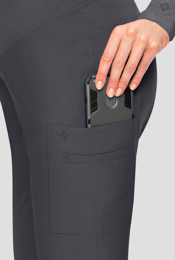 Med Couture Touch Maternity Women's 1-Pocket STRETCH High Waist Straight Leg Scrub Pant - Pewter - 3