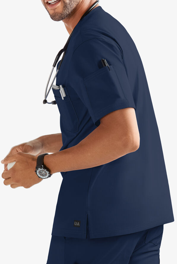 Butter-Soft STRETCH Men's 4-Pocket V-Neck Scrub Top - Navy - 2