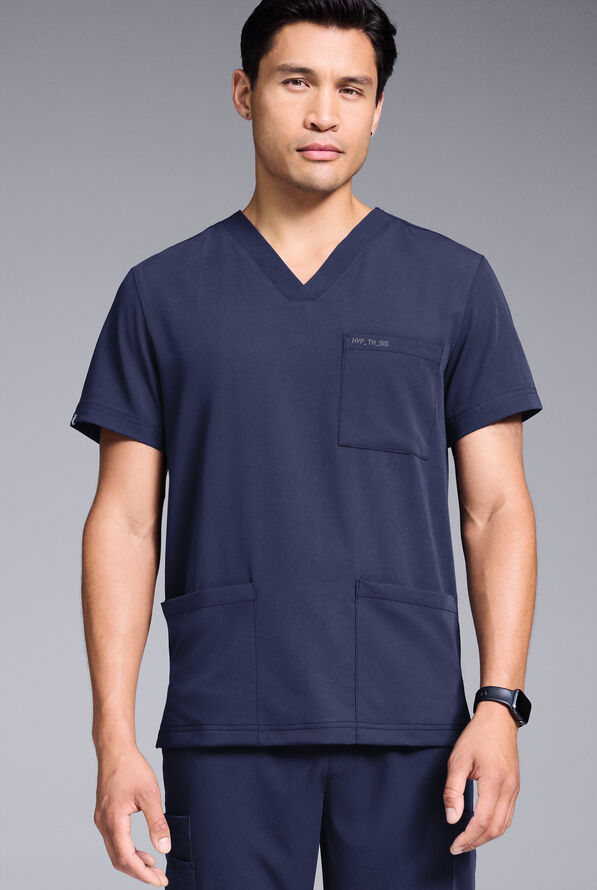 Hypothesis S-R Shift Ready Men's 4-Pocket V-Neck Scrub Top - Navy - 1