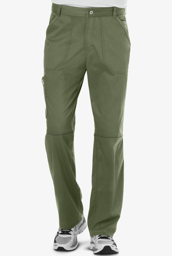 Cherokee Workwear Revolution Men's 7-Pocket STRETCH Cargo Scrub Pants - Olive - 1