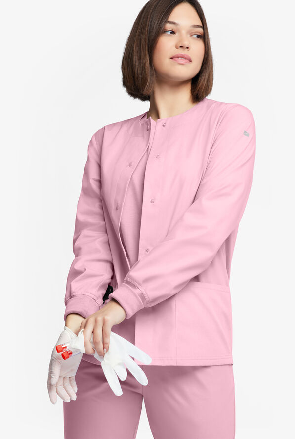 Butter-Soft Originals Women's 3-Pocket Warm-up Scrub Jacket - Blush - 2