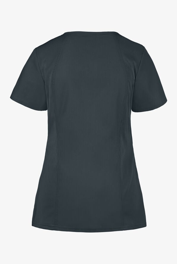 Cherokee Workwear Women's 3-Pocket Rib-Knit V-Neck Scrub Top - Pewter - 2