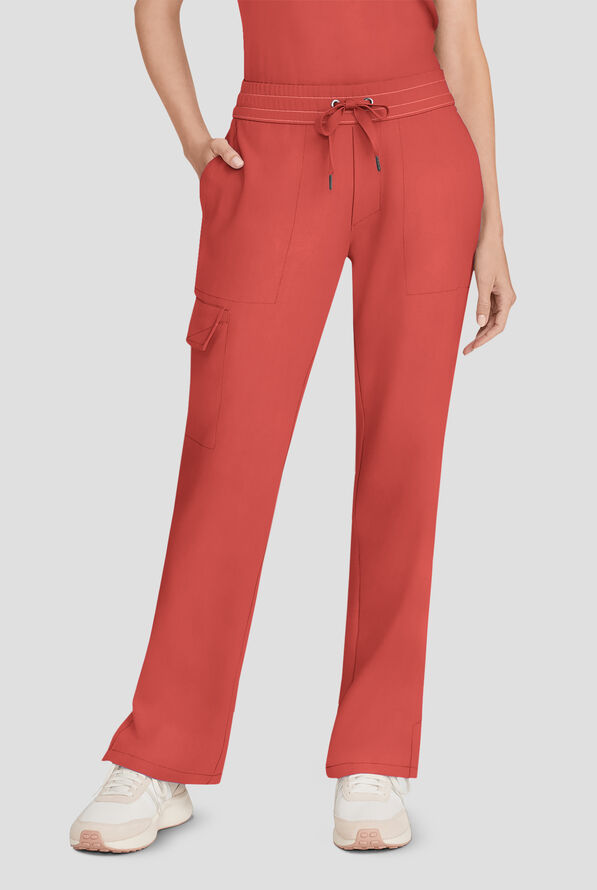 Healing Hands Quest Women's 4-Pocket STRETCH Straight Leg Drawstring Cargo Scrub Pant - Warm Sunrise - 1