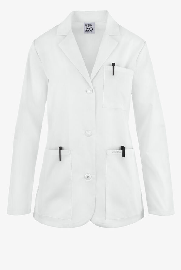 Cherokee Project Lab Women's 28" 3-Pocket Lab Coat - White - 1