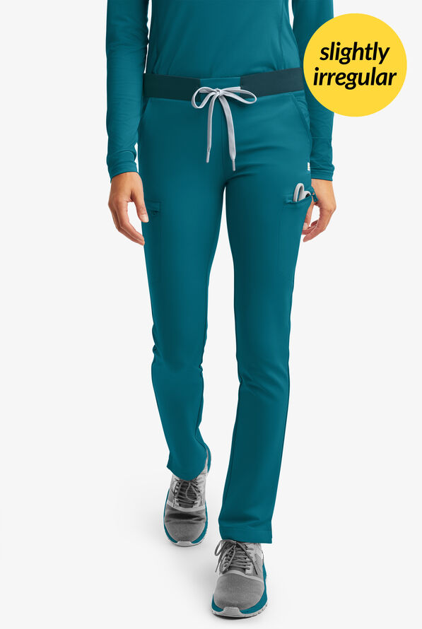Butter-Soft Women's 7-Pocket Skinny Leg Scrub Pants **Slightly IRREGULAR** - Caribbean Blue - 1