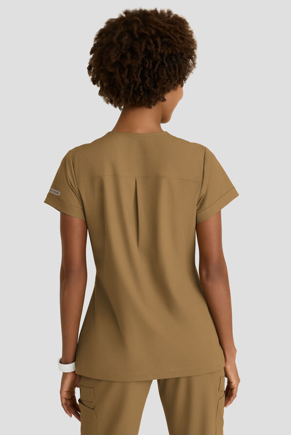 Blusa m&eacute;dica Skechers by Barco MotionTech Trek STRETCH con cuello redondo con cremallera y 2 bolsillos para mujer - Duffle - 4