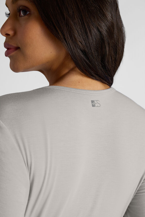 Easy STRETCH Cate Women's Long Sleeve Knit Underscrub - Silver - 2