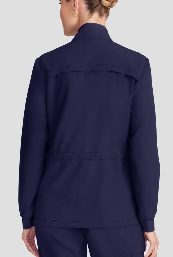 Healing Hands Quest Women's 4-Pocket STRETCH Zip Front Utility Scrub Jacket - Navy - 5