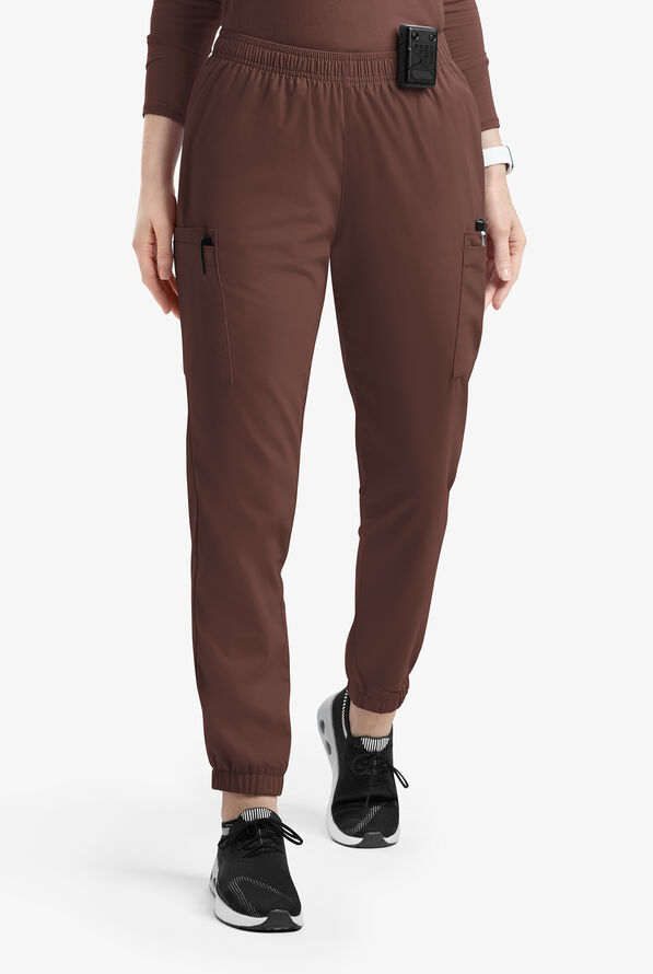 Pantalón médico Butter-Soft Originals estilo jogger cargo con 7 bolsillos y piernas pitillo para mujer - French Roast - 1