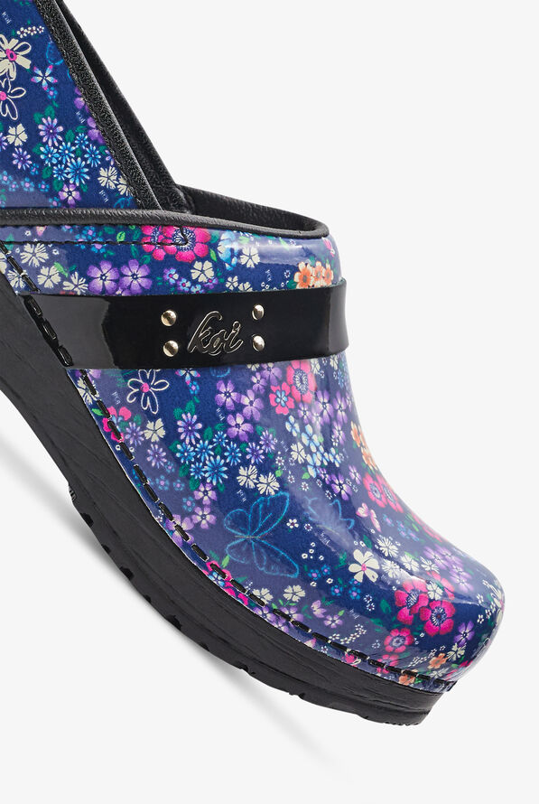 koi by Sanita Women's Flower Shower Patent Leather Clog, Nursing Clogs