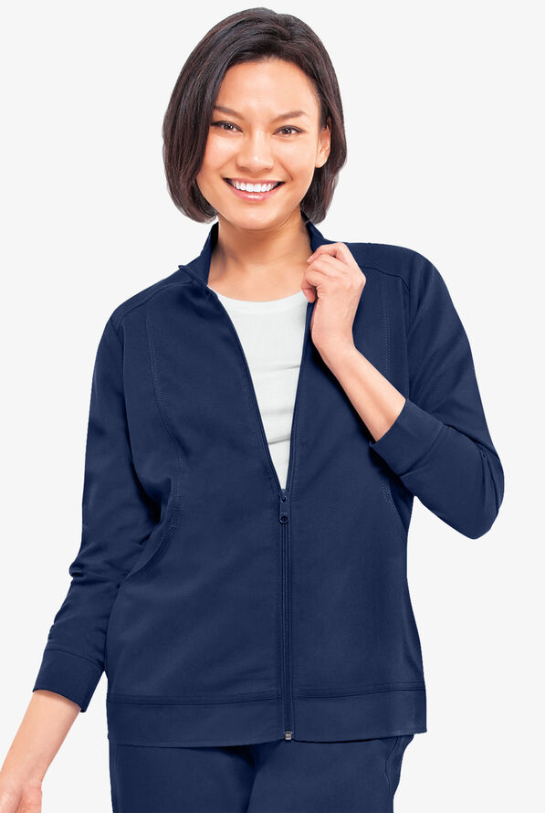Healing Hands Purple Label Dakota Women's 2-Pocket STRETCH Scrub Jacket - Navy - 2