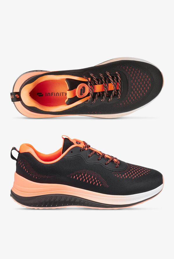 Infinity Men's Infinite Black/Neon Coral Athletic Lace Up Shoes - null - 1
