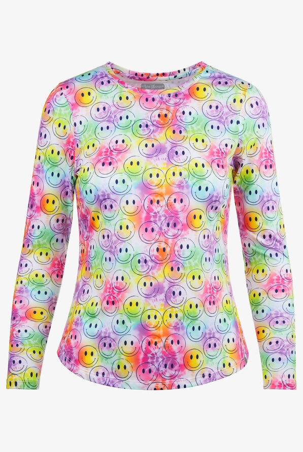  Zavate Ava Therese Colorful Smile Women's STRETCH Long Sleeve Knit Print Underscrub - null - 1