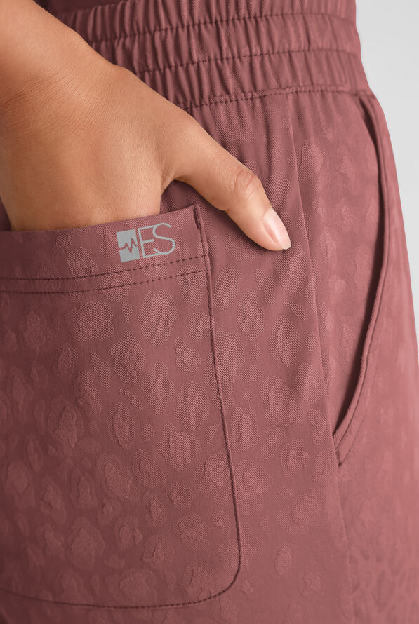 Easy STRETCH Naya Women's Jacquard 6-Pocket Straight Leg Scrub Pant - Soft Chestnut - 2
