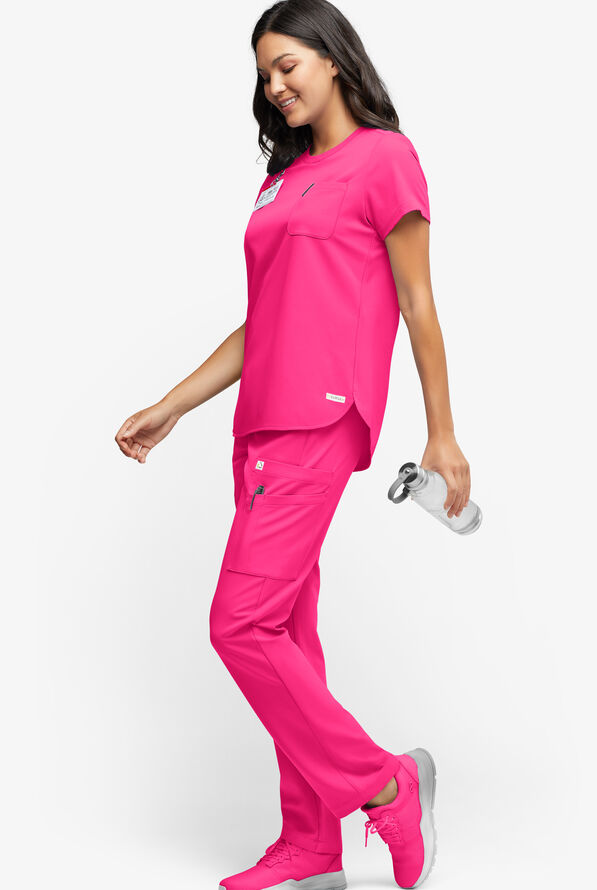 ReSurge Topaz Women's 11-Pocket Drawstring Scrub Pants - Reactive Pink - 4