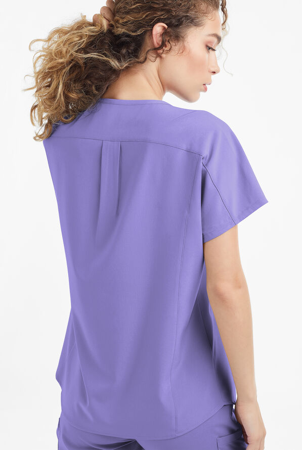 Easy STRETCH Sierra Women's Oversized 2 Pocket V-Neck Scrub Top - Blueberry Crush - 3