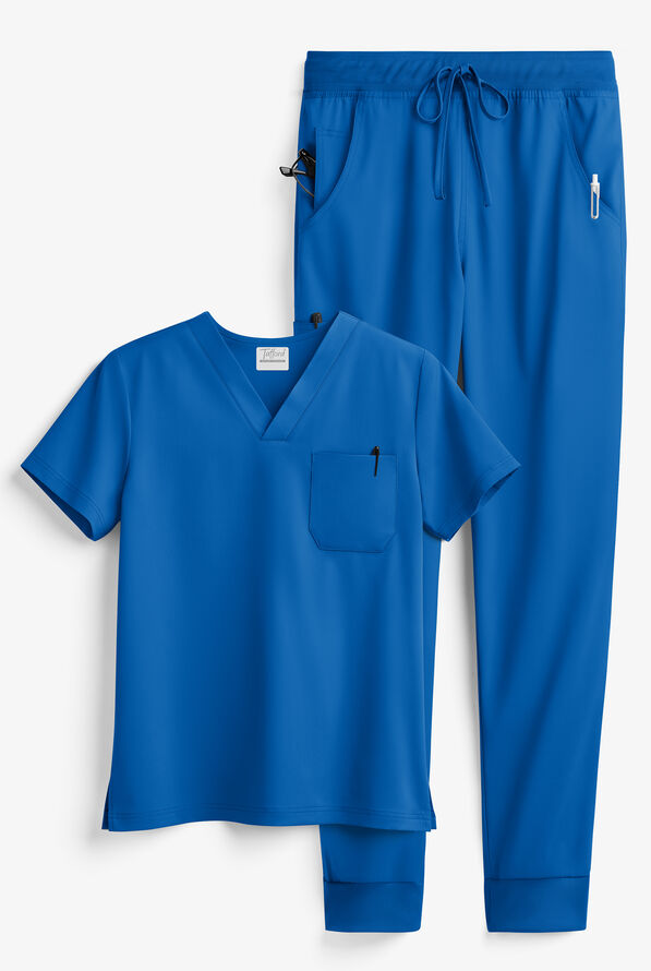 Tafford Active STRETCH Men's 5-Pocket Jogger Scrub Set - Royal - 1