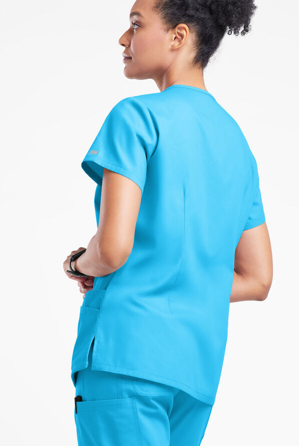 Blusa m&eacute;dica Butter-Soft Originals con cuello en V y 6 bolsillos para mujer - Turquoise - 3