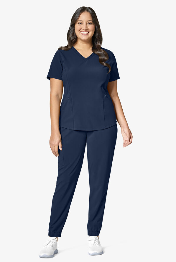 Wink Renew Women's 4-Pocket STRETCH V-Neck Scrub Top - Navy - 2