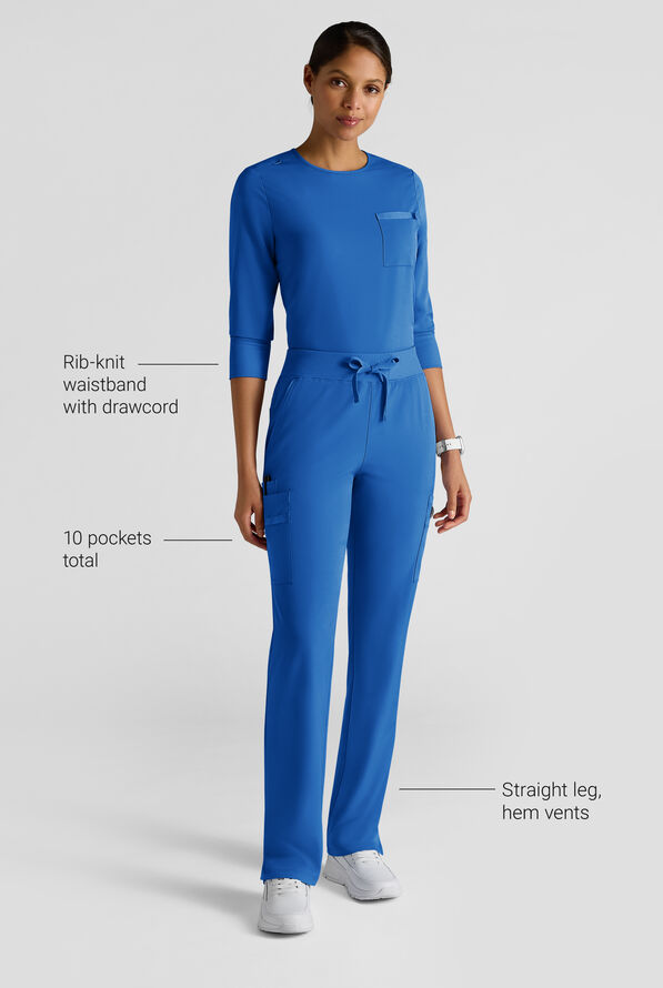 Pantalón médico WhisperLite de estilo moderno con piernas rectas para mujer - Royal - 3