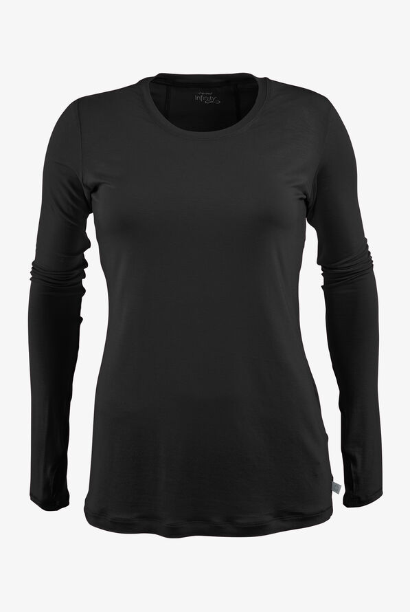 Cherokee Infinity Women's STRETCH Long Sleeve With Thumbholes Knit Underscrub - Black - 1