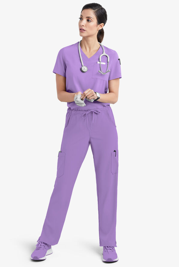 Easy STRETCH Chloe Women's 3-Pocket V-Neck Tuck-In Scrub Top - Ultraviolet Light - 2