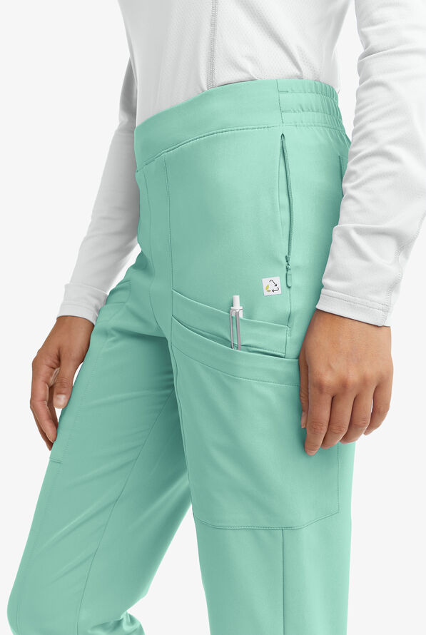Butter-Soft Women's Cargo 8-Pocket Jogger Scrub Pants **Slightly IRREGULAR**  - Beachside Blue - 2