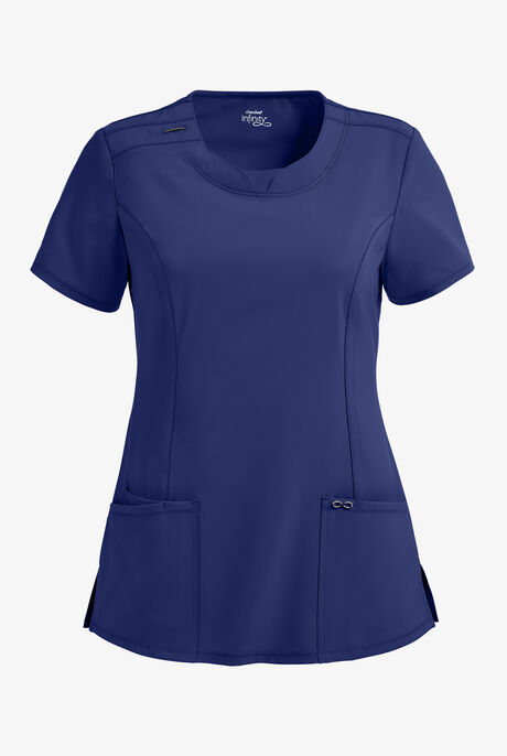 Infinity Women's 3-Pocket STRETCH Round Neck Scrub Top