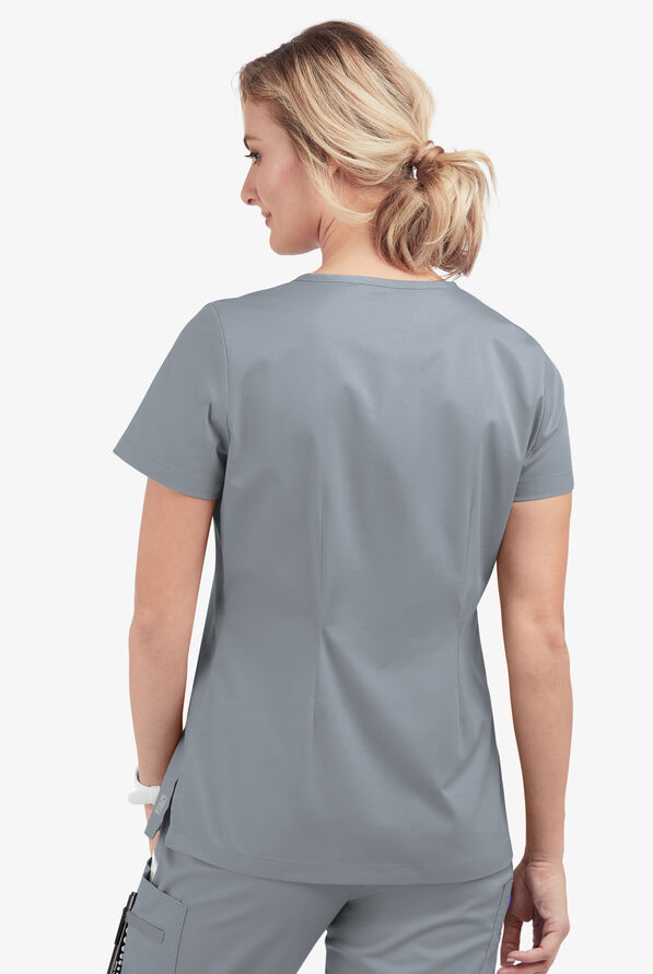 Blusa m&eacute;dica Butter-Soft STRETCH con cuello en V y 2 bolsillos para mujer - Silver - 4