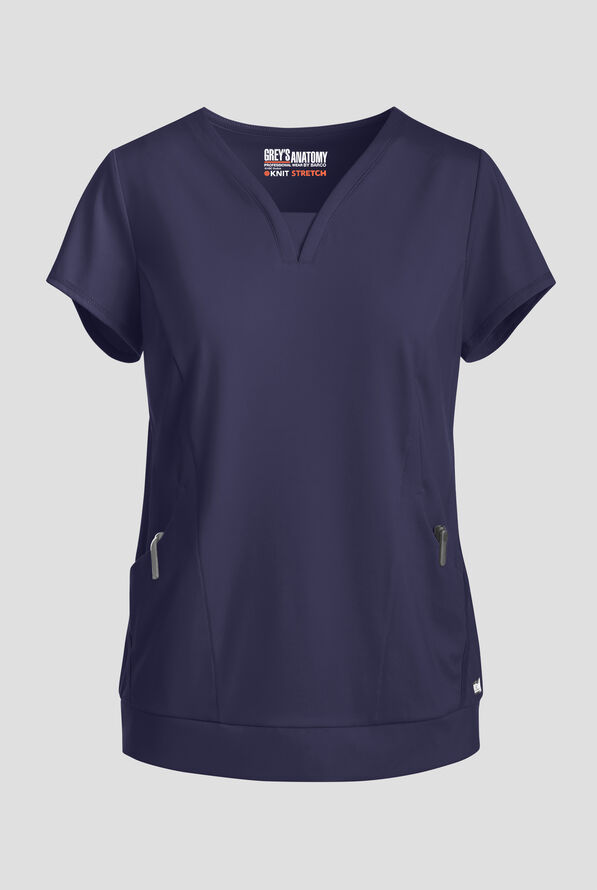 Blusa m&eacute;dica Grey's Anatomy by Barco Spandex Knit Motivate STRETCH con cuello en V y 2 bolsillos para mujer - Indigo - 1