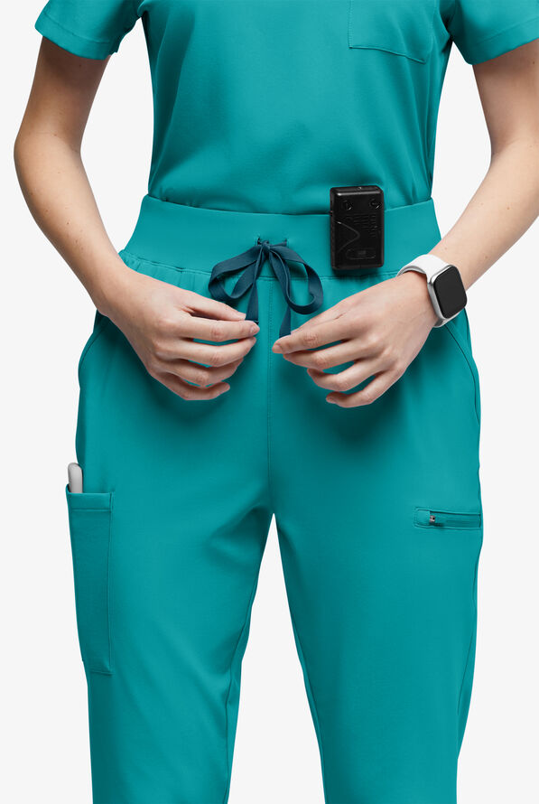 Easy STRETCH Olivia Women's 7-Pocket Slim Leg Jogger Scrub Pants - Tall - Teal - 3