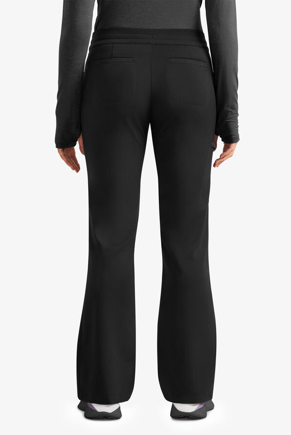 Healing Hands Purple Label Women's 6-Pocket STRETCH Flare Leg Drawstring Scrub Pants - Black - 3