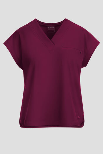 Blusa m&eacute;dica Infinity Pursuit STRETCH con cuello en V de punto acanalado y 1 bolsillo para mujer