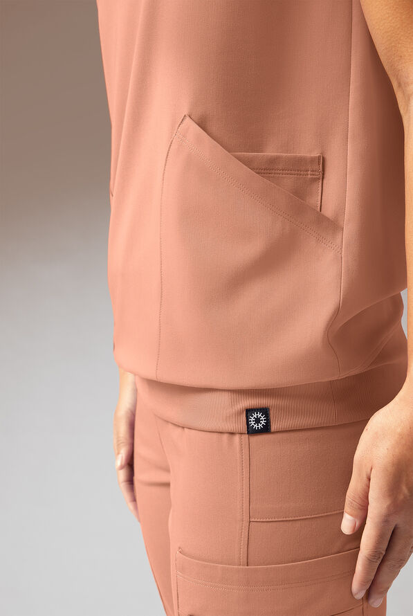 Blusa m&eacute;dica Hypothesis Kentica con cuello redondo y 4 bolsillos para mujer - Earth - 4