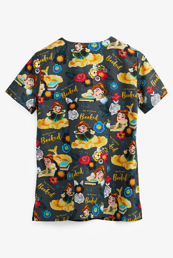Cherokee Tooniforms Disney My Weekend is Booked Women's 2-Pocket V-Neck Print Scrub Top - null - 2