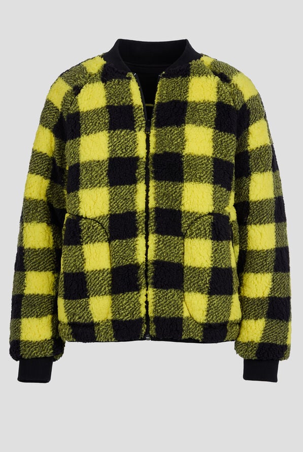 koi Smiley World Two Cool Women's 2-Pocket Reversible Scrub Jacket - Black/Yellow - 5