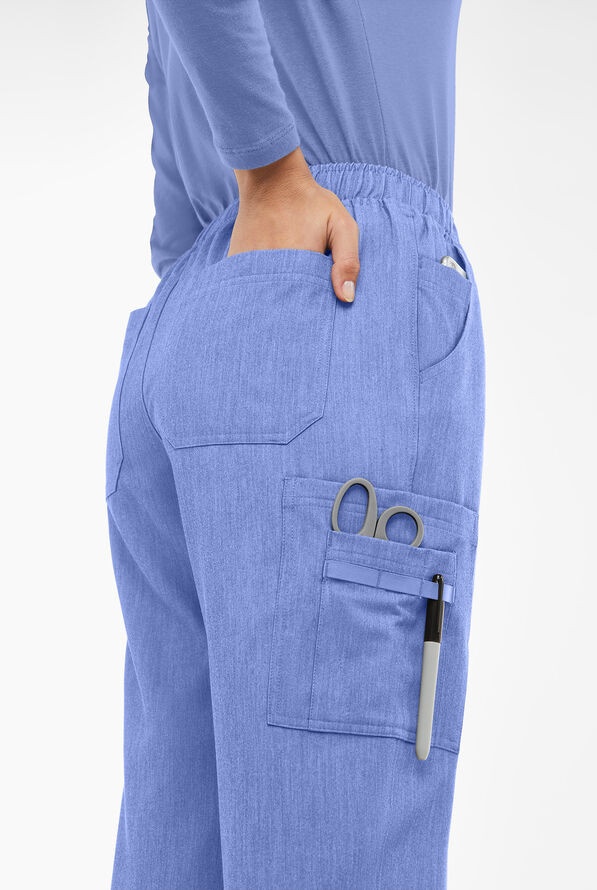 MOVEMENT by Butter-Soft Rigel Women's 9-Pocket Interior Drawstring STRETCH Scrub Pants - Electric Blue Heather - 2