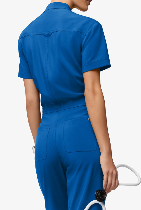 Easy STRETCH Allie Women's 6-Pocket Short Sleeve Jumpsuit - Royal - 5