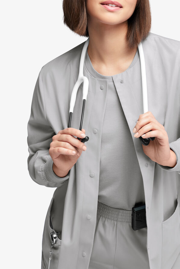 Chaqueta m&eacute;dica abrigada Butter-Soft Originals con 3 bolsillos para mujer - Silver - 3