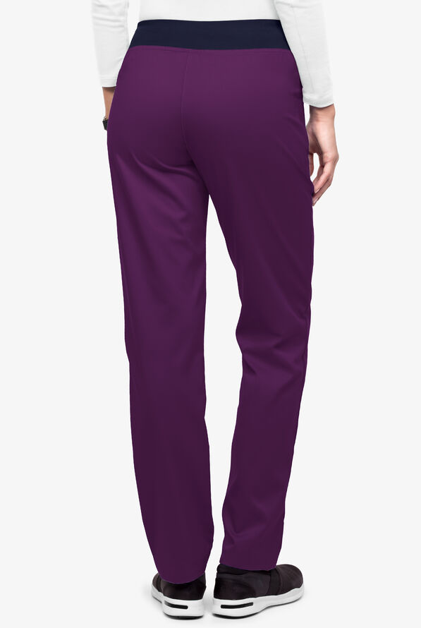 UA Flex2 Women's 3-Pocket Straight Leg Yoga STRETCH Scrub Pants - Tall - Eggplant/Navy - 3