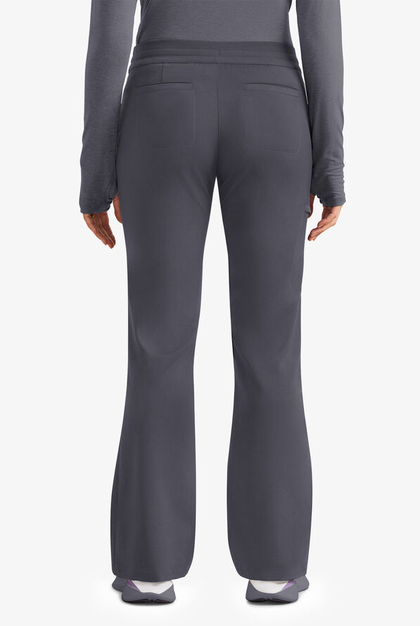 Healing Hands Purple Label Women's 6-Pocket STRETCH Flare Leg Drawstring Scrub Pants - Pewter - 3