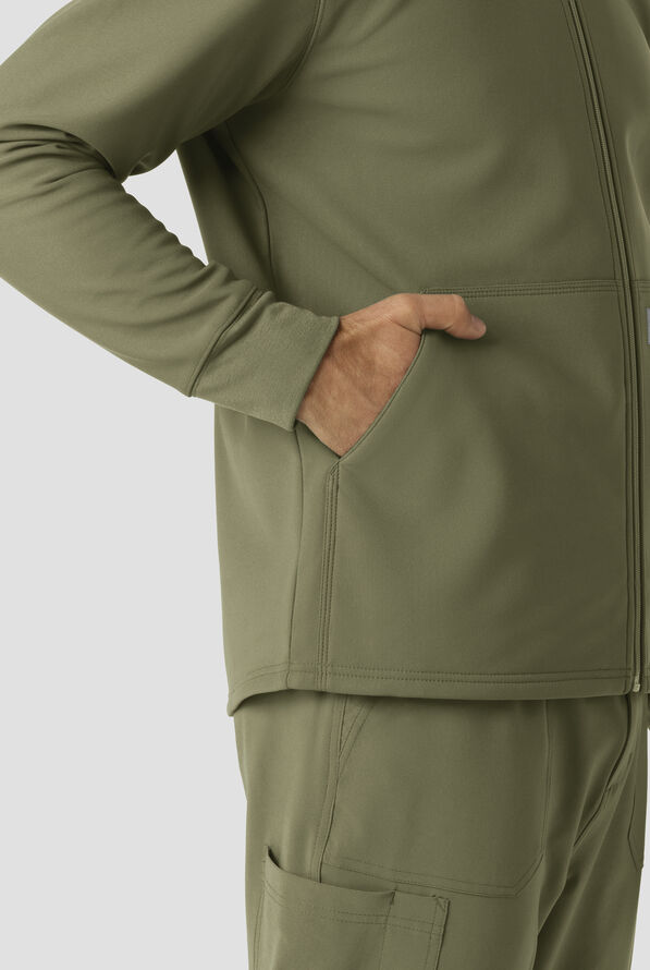 Carhartt Force Rugged Men's 3-Pocket Bonded Fleece Utility Zip Front Hoodie Scrub Jacket - Olive - 5