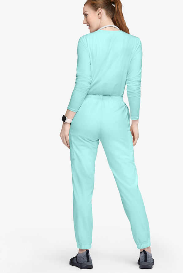 Butter-Soft Originals Women's 7-Pocket Tapered Jogger Cargo Scrub Pants - Tall - Sea Frost - 3