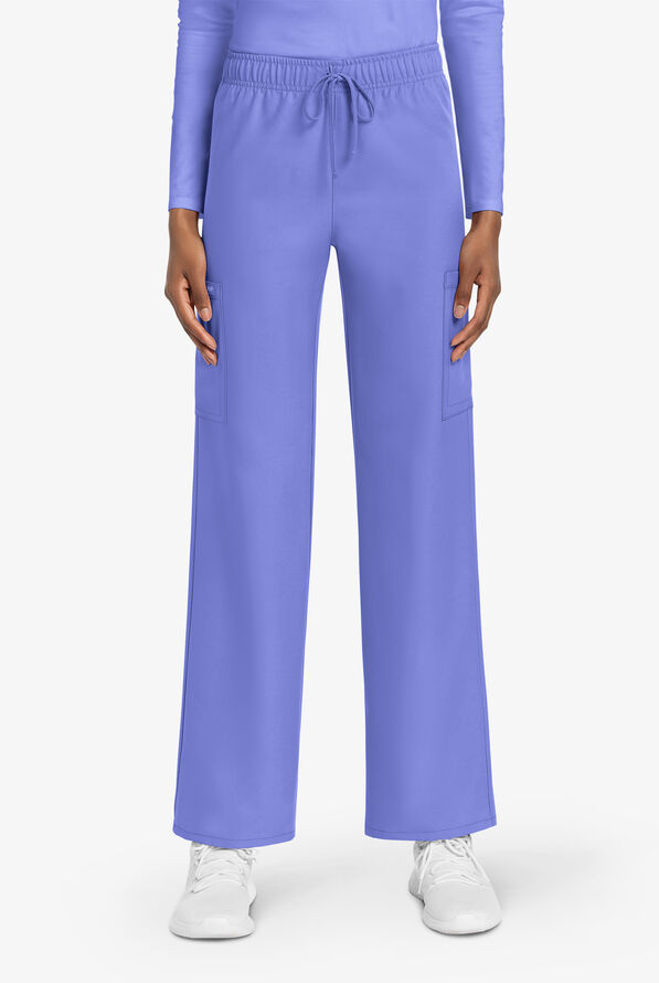 Cherokee Workwear Originals Ultra Unisex 3-Pocket Drawstring Straight Leg Scrub Pants - Ceil Blue - 2