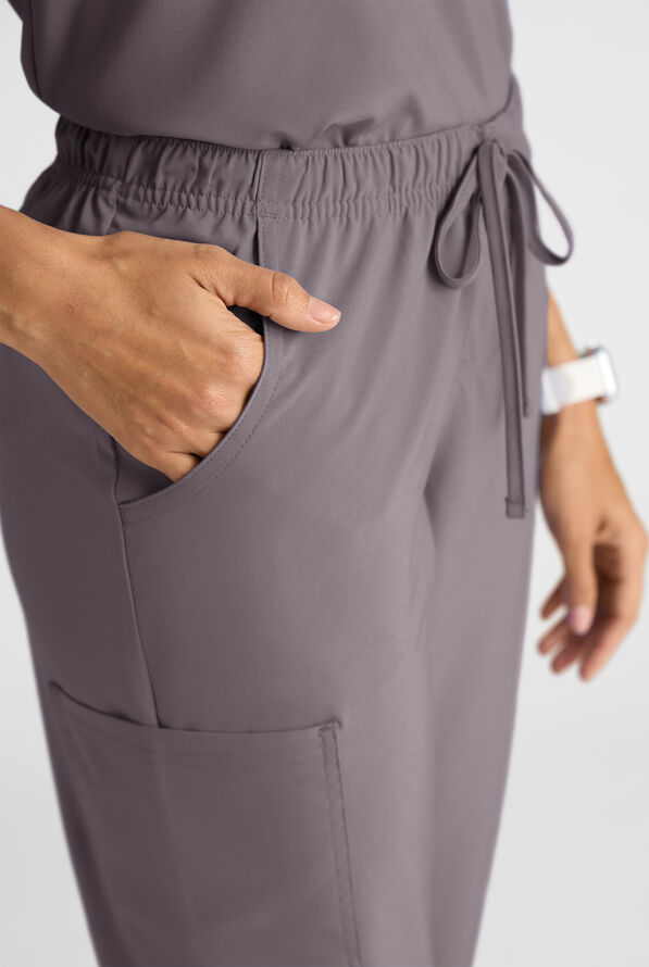 Easy STRETCH Eden Women's 4-Pocket Drawstring Scrub Pants - Petite - Grey Stone - 6