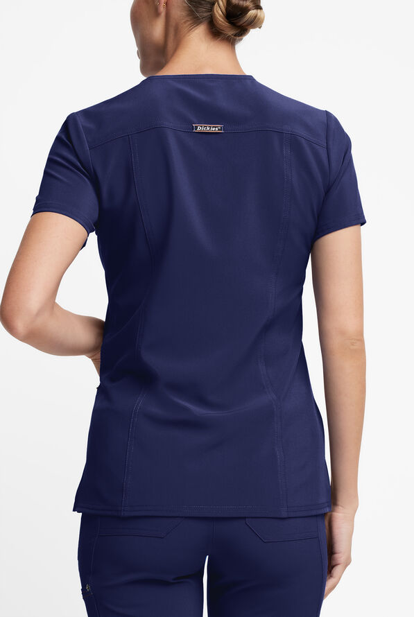 Dickies Riveting Women's 2-Pocket STRETCH Contrast Stitching V-Neck Scrub Top - Navy - 3