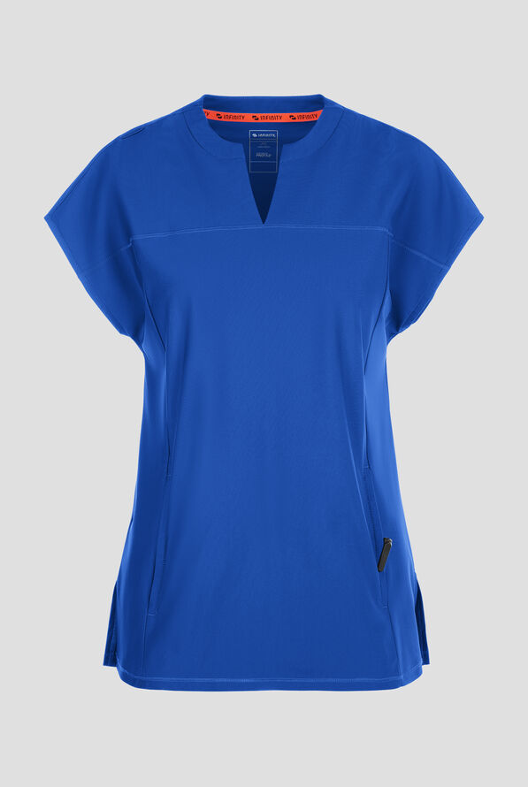Blusa médica Infinity GNR8 Kinetic Knit STRETCH estilo túnica con mangas dolmán y 3 bolsillos para mujer - Royal - 1
