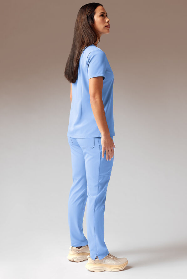 Hypothesis Meta-Base Women’s Single Pocket V-Neck Tuck In/Wear Out Scrub Top - Ceil Blue - 4
