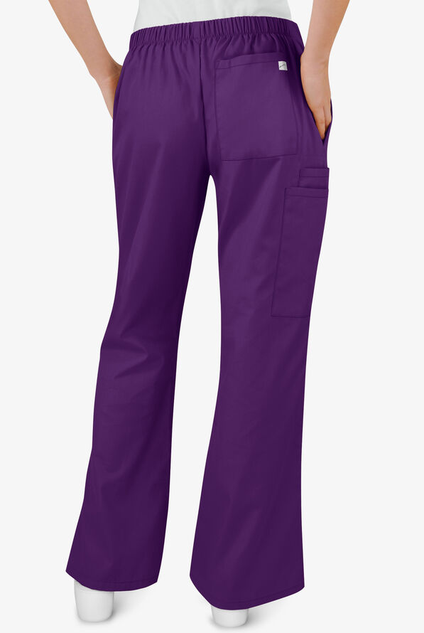 Butter-Soft Core Women's 4-Pocket Elastic Waist Back Drawstring Scrub Pants - Tall - Eggplant - 2